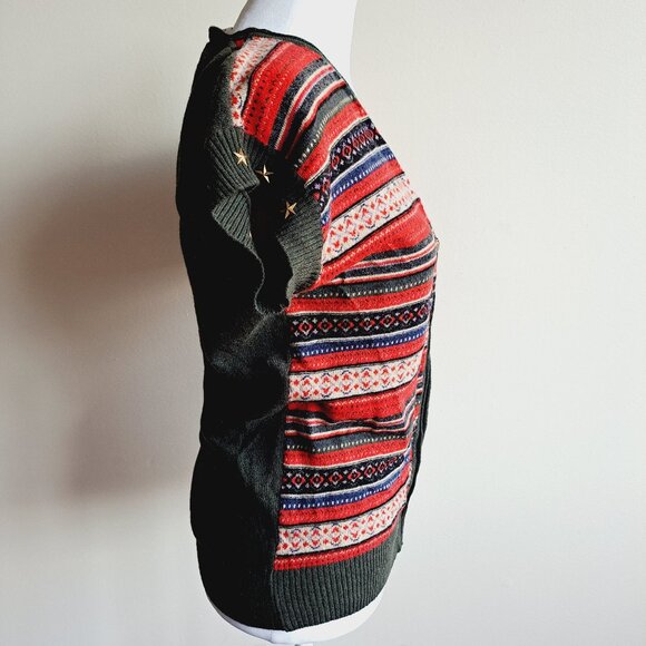 NEW VDP Italian Women's Knit Red Green Vest Sweater Size 38 / US 2-4 - Picture 5 of 16